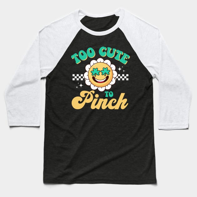 Too Cute To Pinch St Patrick Day Retro Clover Shamrock Boy Baseball T-Shirt by deafcrafts